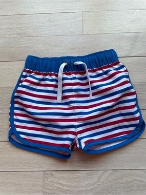 Hanna Andersson Red, White & Blue Striped Swim Trunks